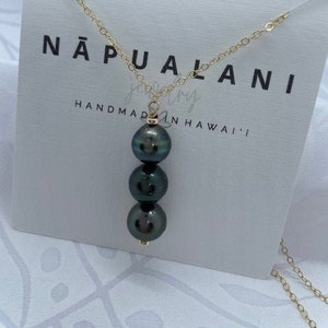 Triple Tahitian Black Pearl Necklace