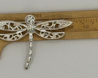 Silver tone dragonfly brooch