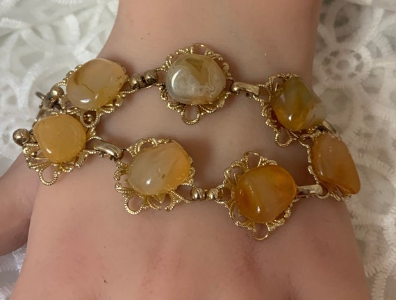 Vintage beautiful light honey color stones and go… - image 3