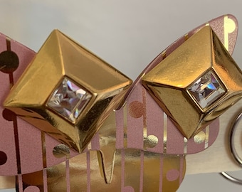 Givenchi vintage gold tone and crystal stud earrings