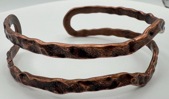 hammer worked copper cuff bracelet - image 2