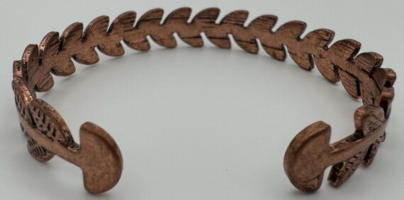Copper cuff leaf shaped bracelet - image 4