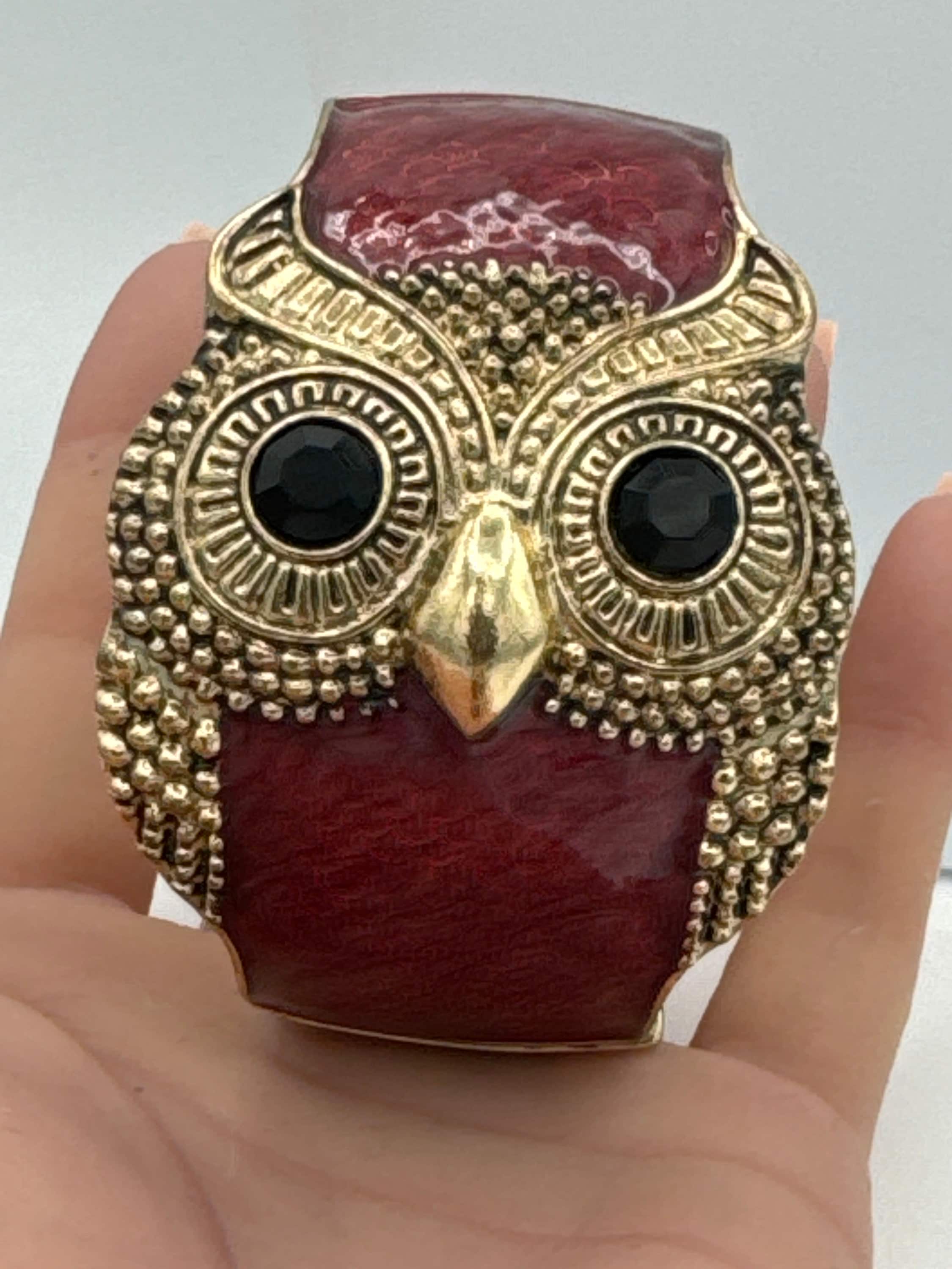 Chunky metal owl hinge bracelet