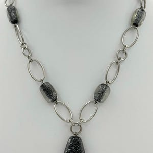 Lia Sophia silver glass beads with silver tone chain