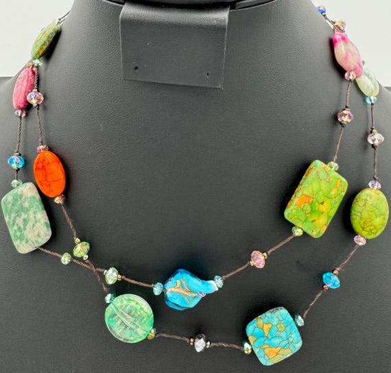 Multi stone beaded necklace - image 1