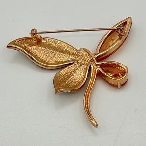 gold tone and amber tone rhinestones and crystal dragonfly brooch. zdjęcie 5