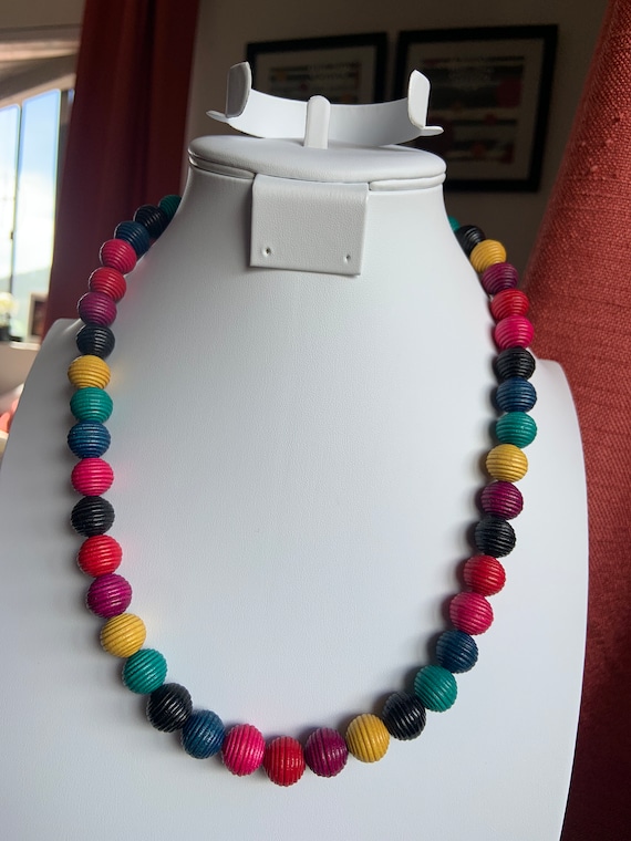 Colorful single layer multicolored round wooden b… - image 1