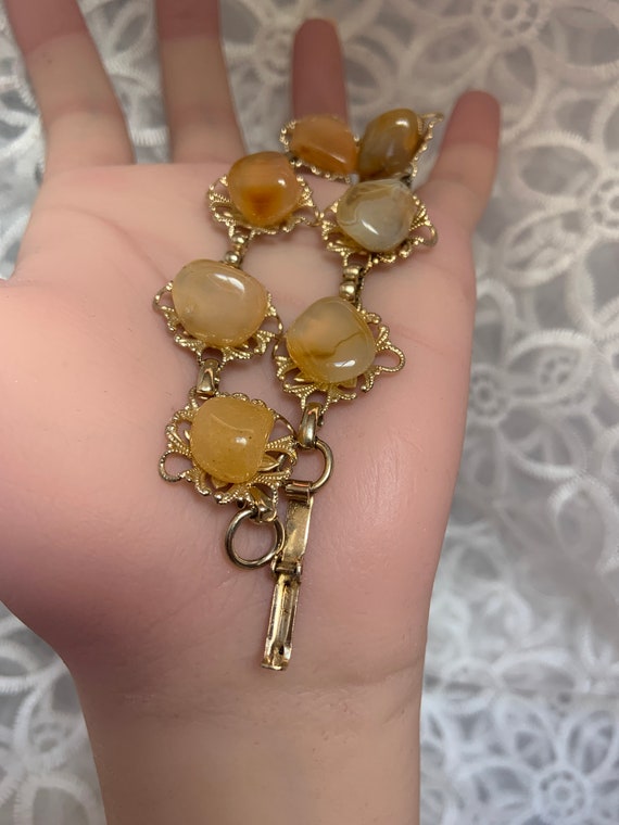 Vintage beautiful light honey color stones and go… - image 7