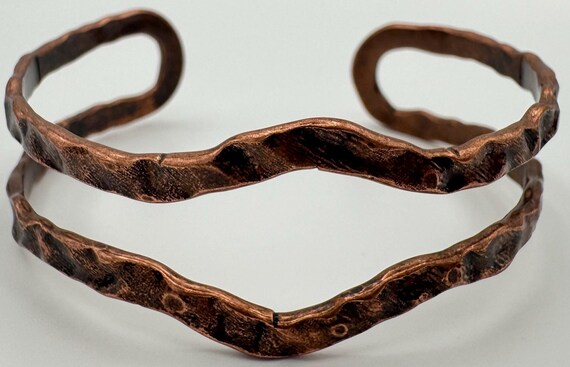 hammer worked copper cuff bracelet - image 1