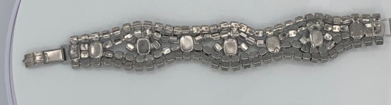Vintage glitzy silver tone clear rhinestones brac… - image 7