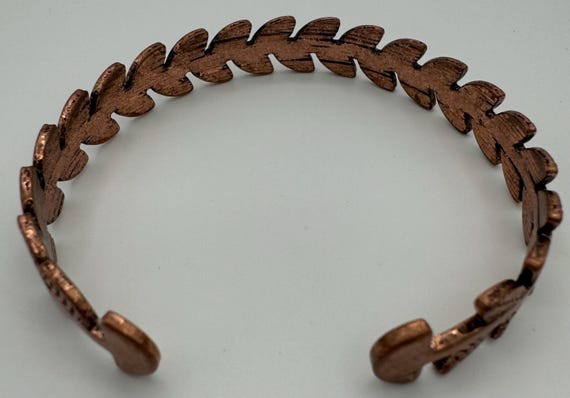 Copper cuff leaf shaped bracelet - image 6
