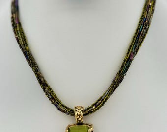 Multi strand green beaded necklace