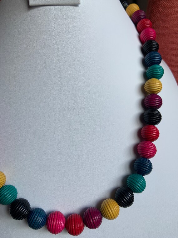 Colorful single layer multicolored round wooden b… - image 2