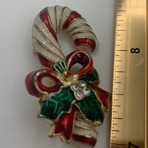 Vintage non magnetic Christmas candy cane brooch