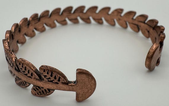 Copper cuff leaf shaped bracelet - image 5