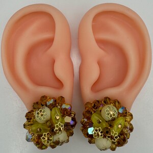 Vintage yellow crystal clip earrings