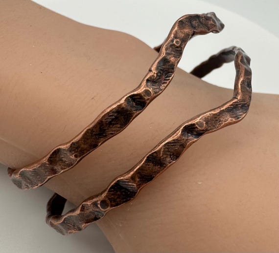 hammer worked copper cuff bracelet - image 6