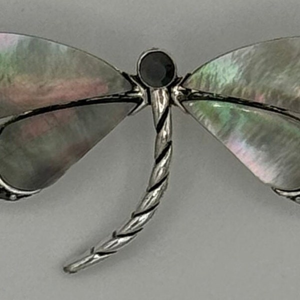 Vintage  Mother of Pearl dragonfly brooch designed by Monet