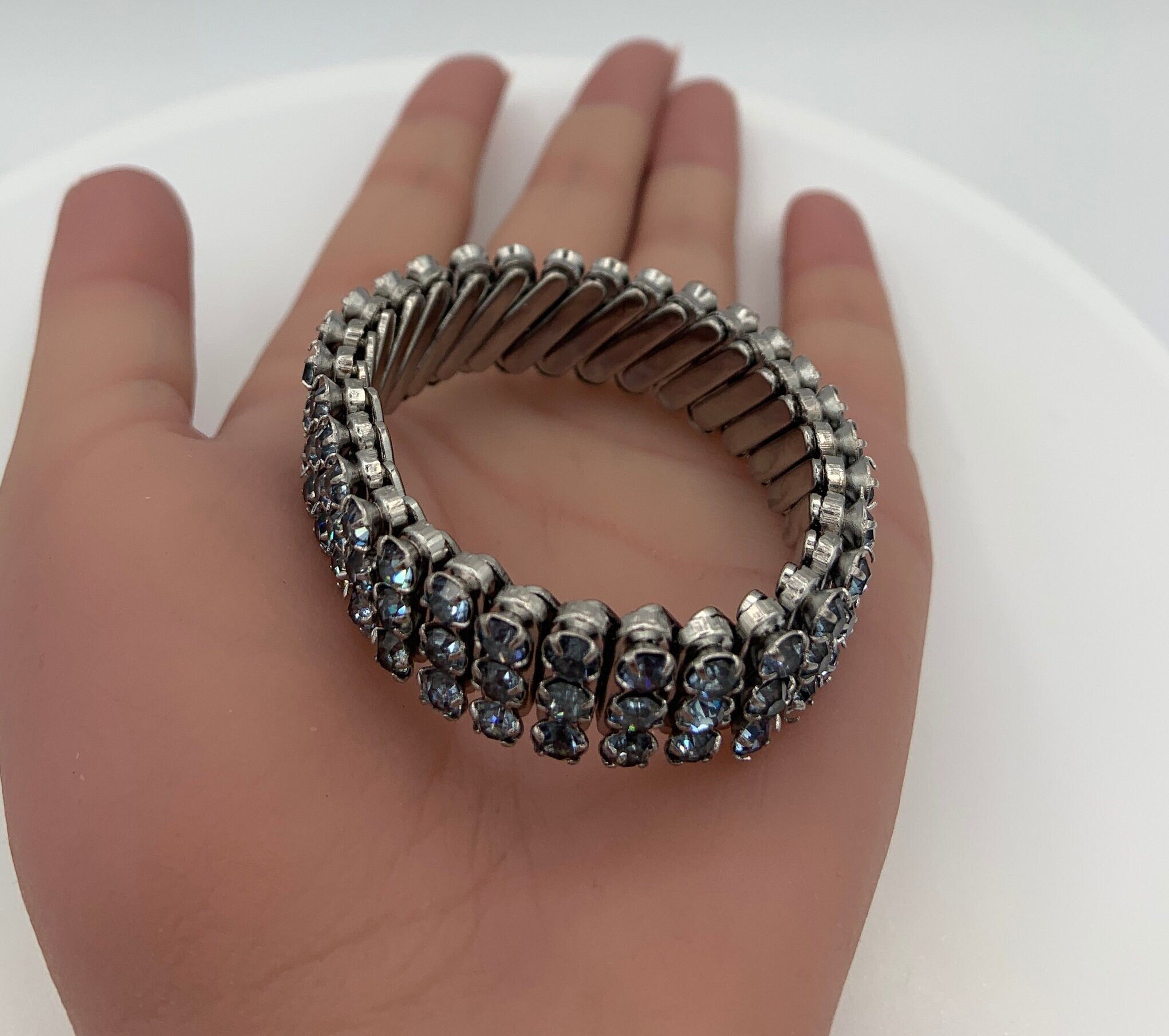 Bracelet Extensible Vintage Bleu Et Noir - Occasion Bon état