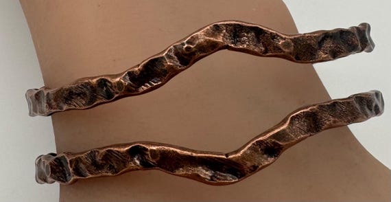hammer worked copper cuff bracelet - image 5