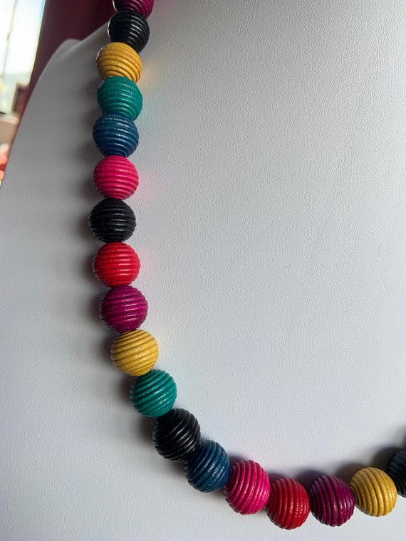 Colorful single layer multicolored round wooden b… - image 3