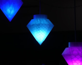 Diamond shaped led light, diamond led, fancy led light, diamond light fixture, bedside led lamp, dreamcolor led light. Rgb led diamond