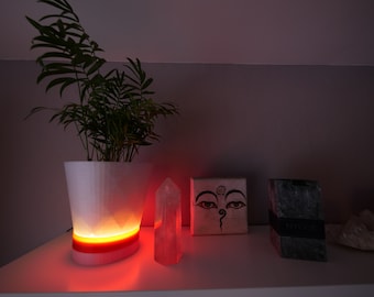 Plant pot with led night light. Led for planter, glow in the dark led plant pot, illuminated led planter. Plant pot with led