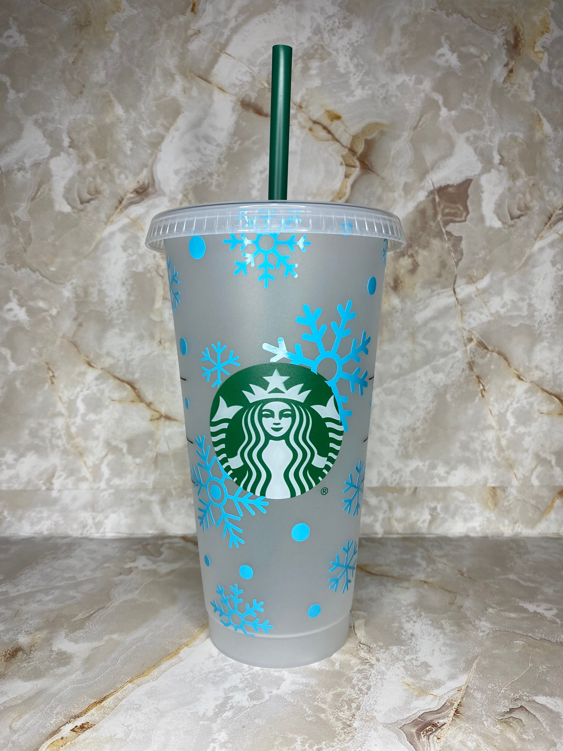 Starbucks Reusable 24oz Venti Cup Christmas Snowflakes Etsy