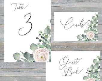 GREENERY wedding sign bundle, cards and gift sign, table sign, guest book sign, wedding template bundle, rustic wedding sign template