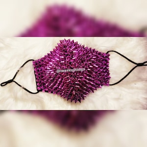 Purple Spiked Unisex Adjustable Fashion Punk Face Mask| Burning Man Dust Mask| Festival Face Mask| Ships Next Business Day | Steampunk Mask