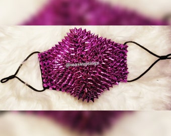 Purple Spiked Unisex Adjustable Fashion Punk Face Mask| Burning Man Dust Mask| Festival Face Mask| Ships Next Business Day | Steampunk Mask