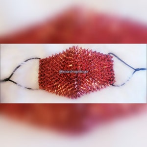 Red Spiked Unisex Adjustable Fashion Punk Face Mask| Burning Man Dust Mask| Festival Face Mask| Ships Next Business Day | Steampunk Mask
