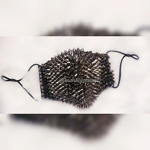 Gunmetal Spiked Unisex Adjustable Punk Face Mask| Burning Man Dust Mask| Festival Face Mask| Ships Next Business Day | Steampunk Mask