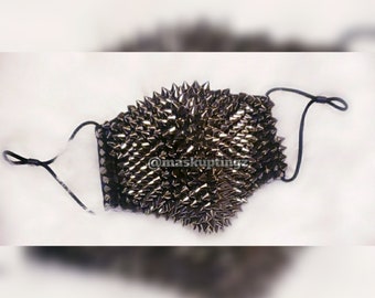 Gunmetal Spiked Unisex Adjustable Punk Face Mask| Burning Man Dust Mask| Festival Face Mask| Ships Next Business Day | Steampunk Mask