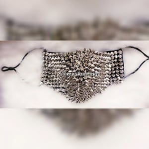 Silver Spiked Unisex Adjustable Fashion Punk Face Mask| Burning Man Dust Mask| Festival Face Mask| Ships Next Business Day | Steampunk Mask