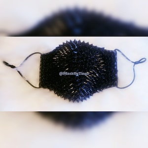 Black Spiked Unisex Adjustable Fashion Punk Face Mask| Burning Man Dust Mask| Festival Face Mask| Ships Next Business Day | Steampunk Mask