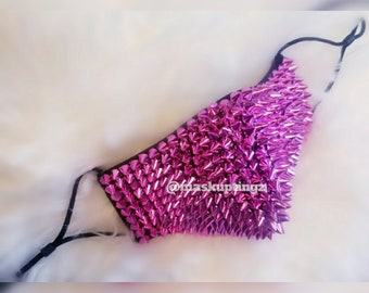 Pink Spiked Unisex Adjustable Fashion Punk Face Mask| Burning Man Dust Mask| Festival Face Mask| Ships Next Business Day | Steampunk Mask