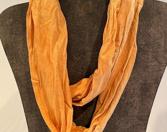 Hand-Dyed Cotton Jersey Circle Scarf, Natural Onion Skin Dye