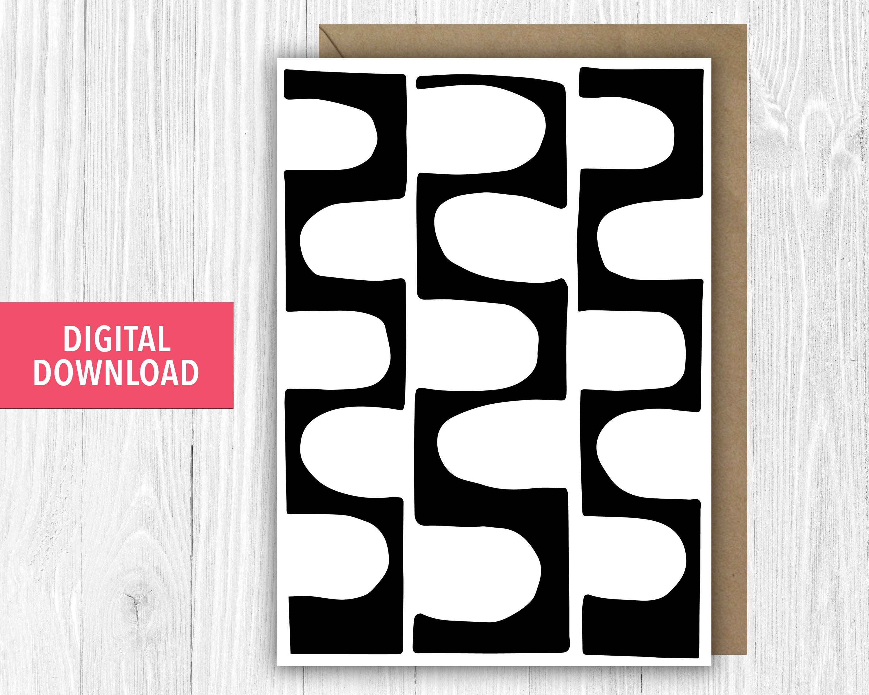 Black and White Art Greeting Card 5x7 Digital | Etsy