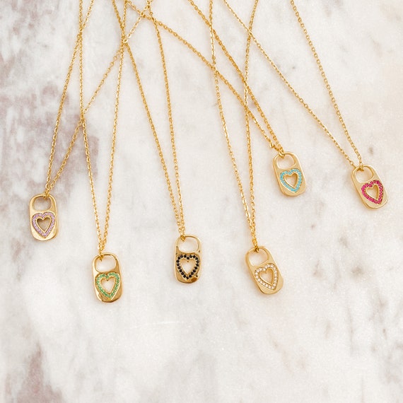 Gold Heart Tab Necklace - Etsy