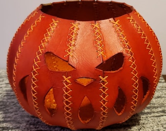 Hand crafted leather Pumpkin / Jack O Lantern