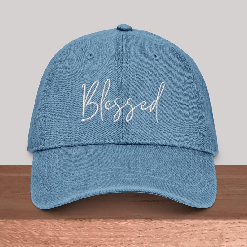 Denim Hat, Black Denim Hat, Blue Blessed Hat School Run Hat Mom Hat ...