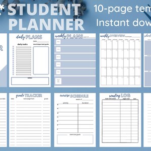Student Planner; Instant Download; Academic Planner; Back-to-School Planner; Daily Planner; Weekly Planner; Homework Tracker; Grade Tracker