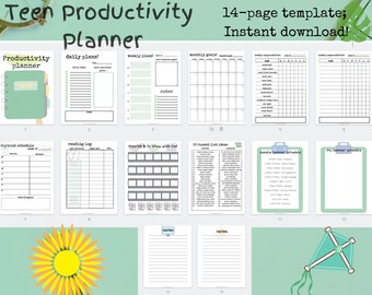 Teen Planner; Instant Planner; Summer Planner; Teen Summer Schedule; Daily Planner; Weekly Planner; Bucket List; Chore Chart; Movie List
