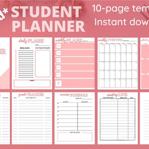 Student Planner Instant Download Red; Academic Planner; Back-to-School Planner; Daily Planner; Weekly Planner; Homework Tracker