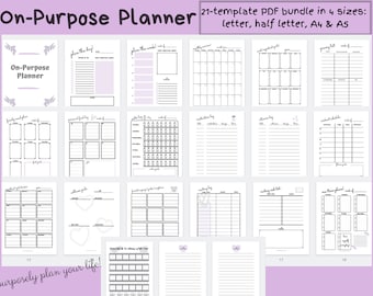 On-Purpose Printable Planner Bundle; Life Planner; Planner Inserts; Planner Bundle; Daily Planner; Weekly Planner; Yearly; Goal Setting