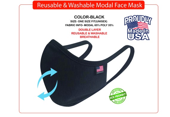 Eco Friendly Reusable Washable Unisex Modal Face Mask Made Etsy