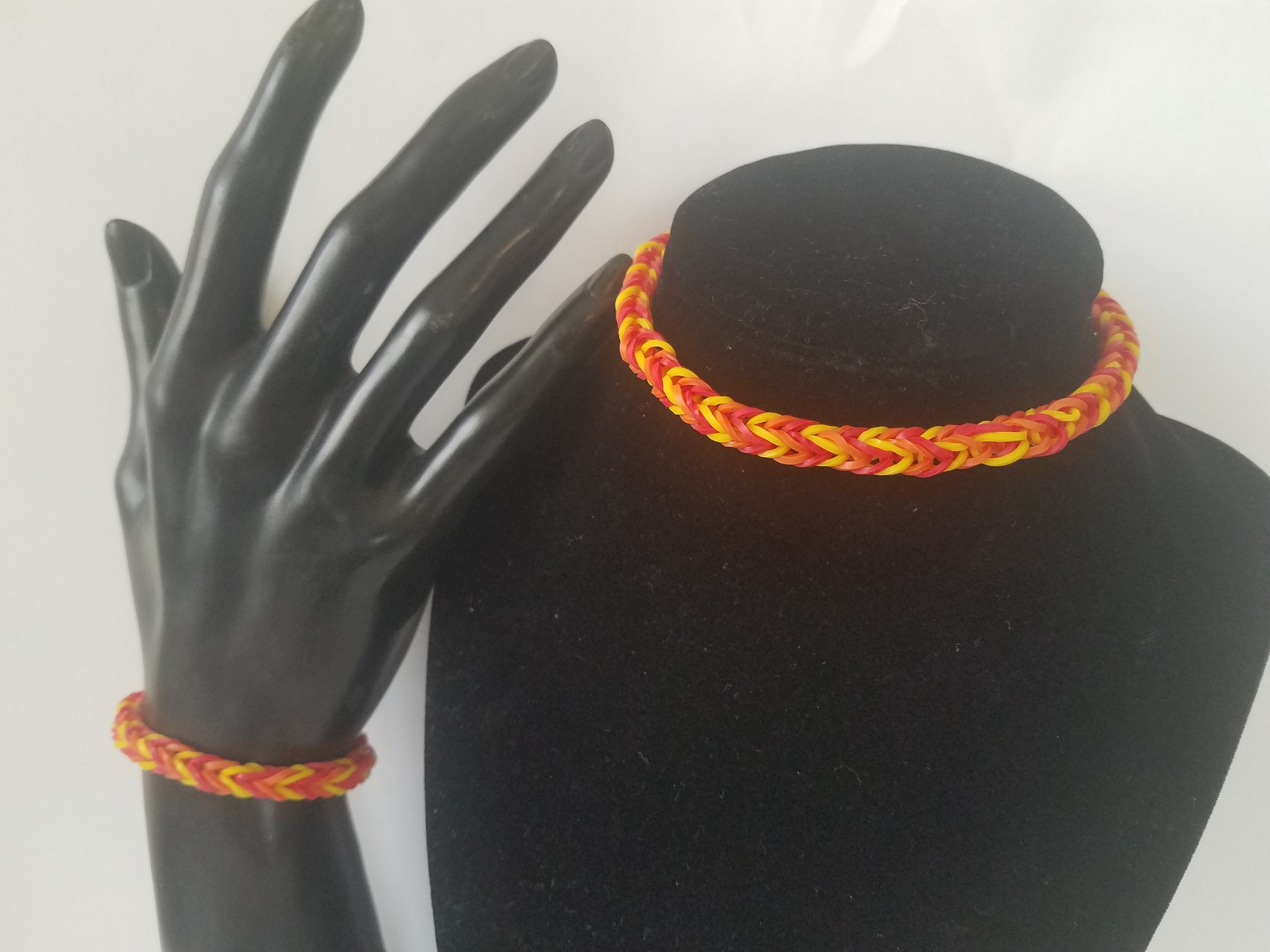 Fire Loom Rubber Band Jewelry Set Choker and Bracelet Etsy