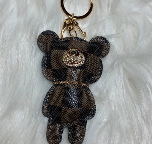 Crystal Bear Key Chains Cute Keyrings Tassel Silver Rope Braided Leather  Keychains Purse Charm Glitter Sparkle Teddy Bear Car Keys Ring 