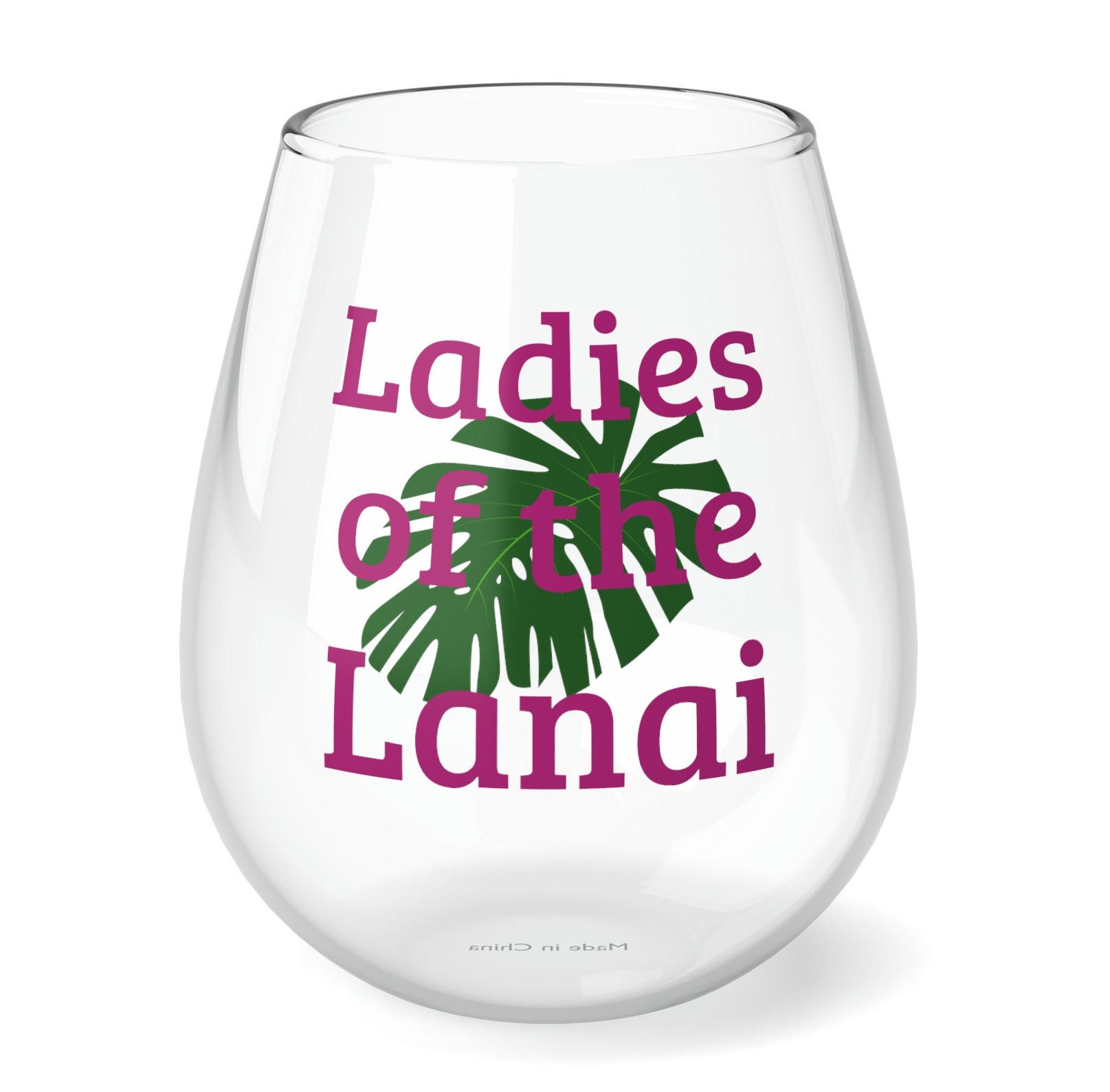 Ladies of the Lanai Stemless Wine Glass, 11.75oz Stemless Wine